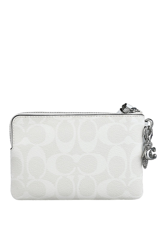 Coach Boxed Corner Zip Wristlet In Signature Canvas - White