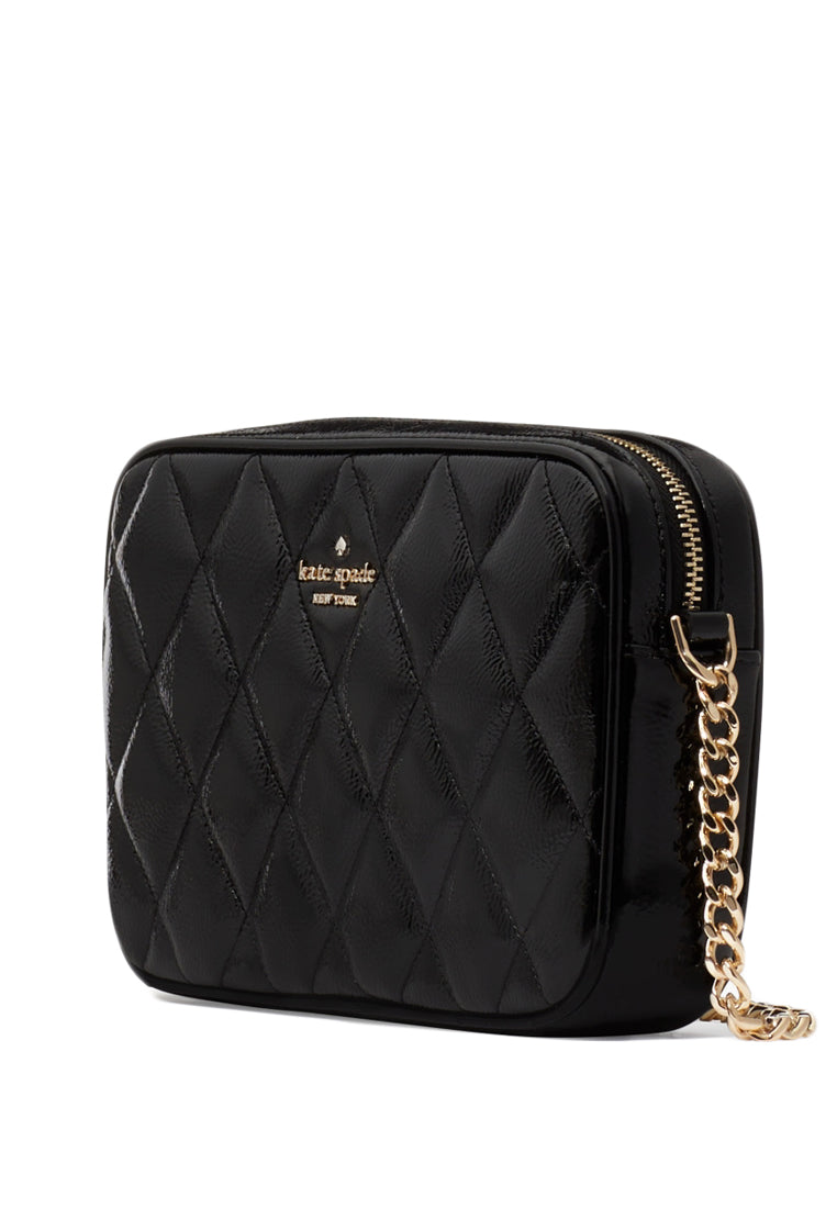 Kate Spade Glimmer Quilted Patent Leather Boxed Crossbody Set - Black