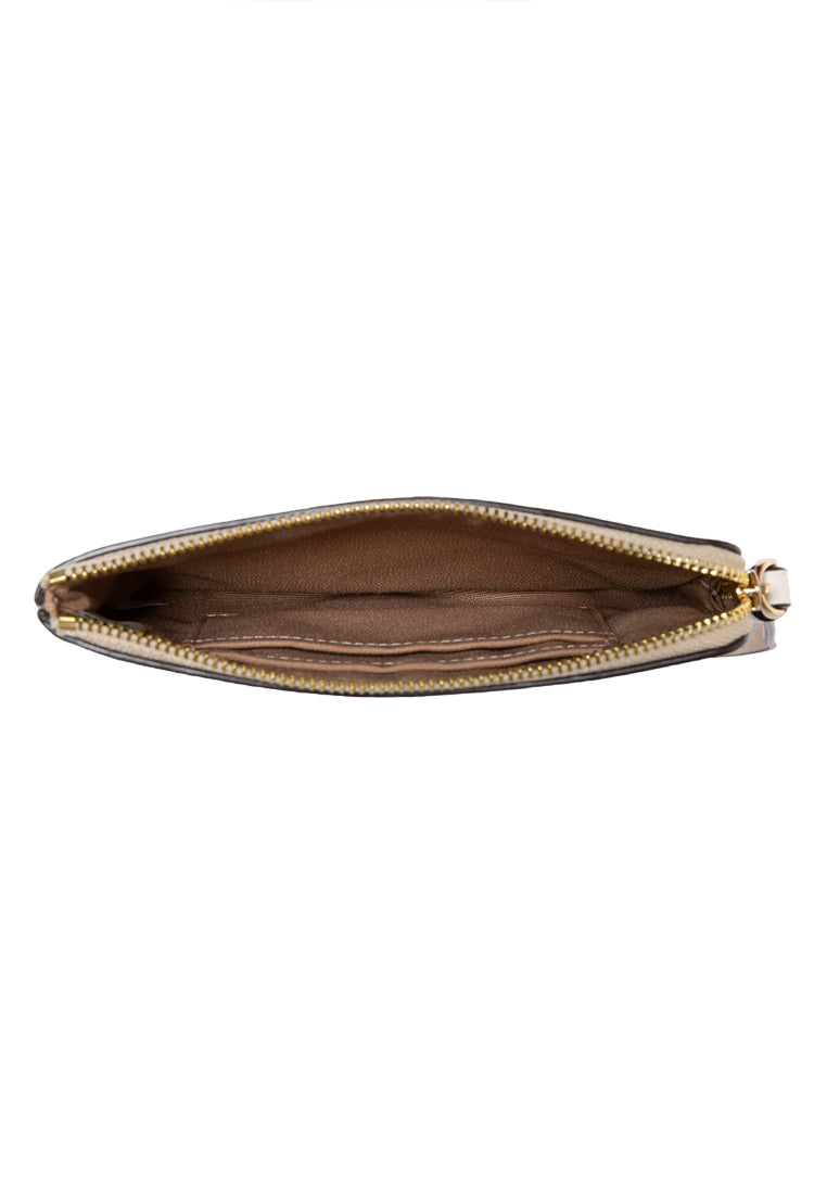 Corner Zip Wristlet In Signature Canvas With Heart Print - Light Brown