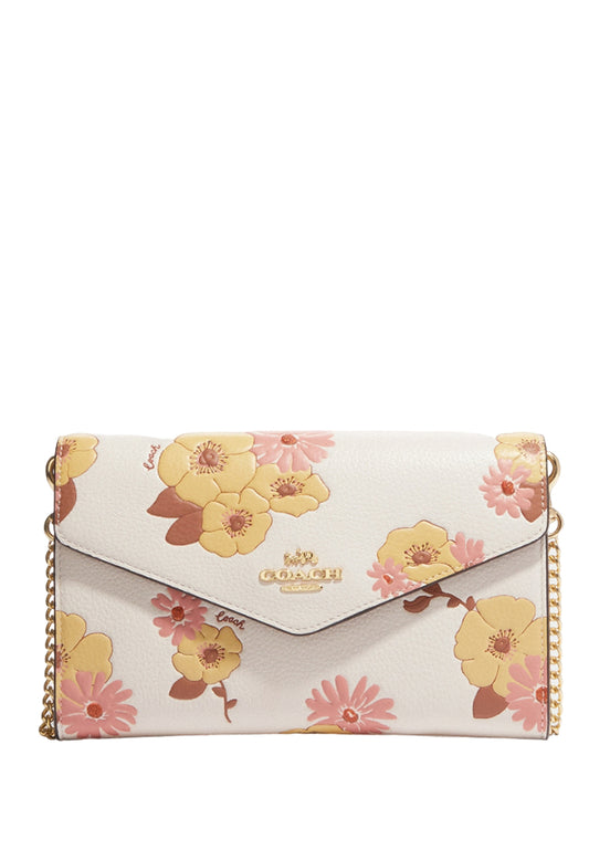 Coach Envelope Clutch Crossbody With Floral Cluster Print - White