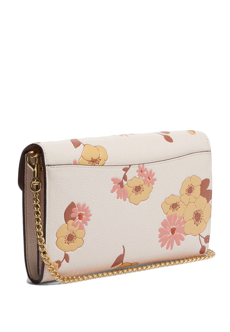 Coach Envelope Clutch Crossbody With Floral Cluster Print - White