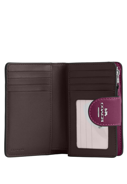 Coach Medium Corner Zip Wallet With Puffy Diamond Quilting - Deep Berry