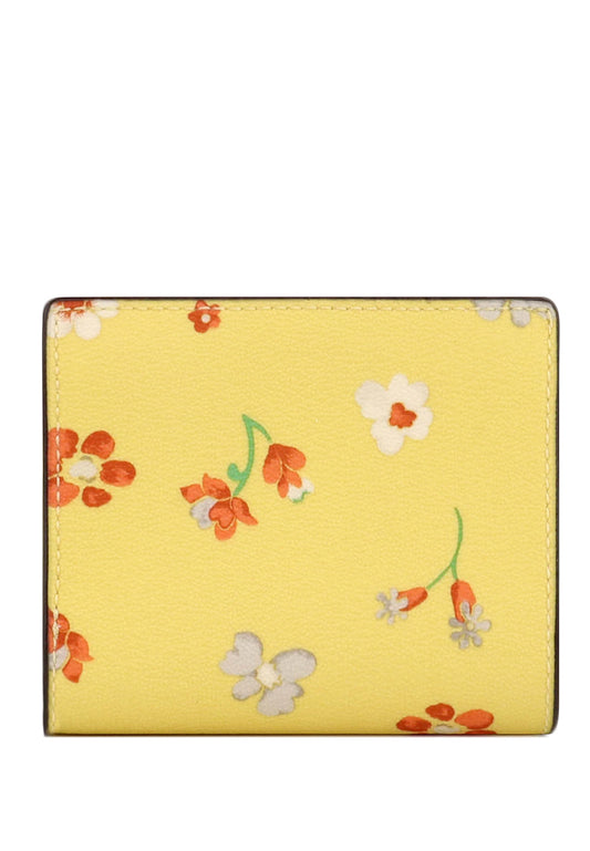 Coach Snap Wallet With Mystical Floral Print - Yellow