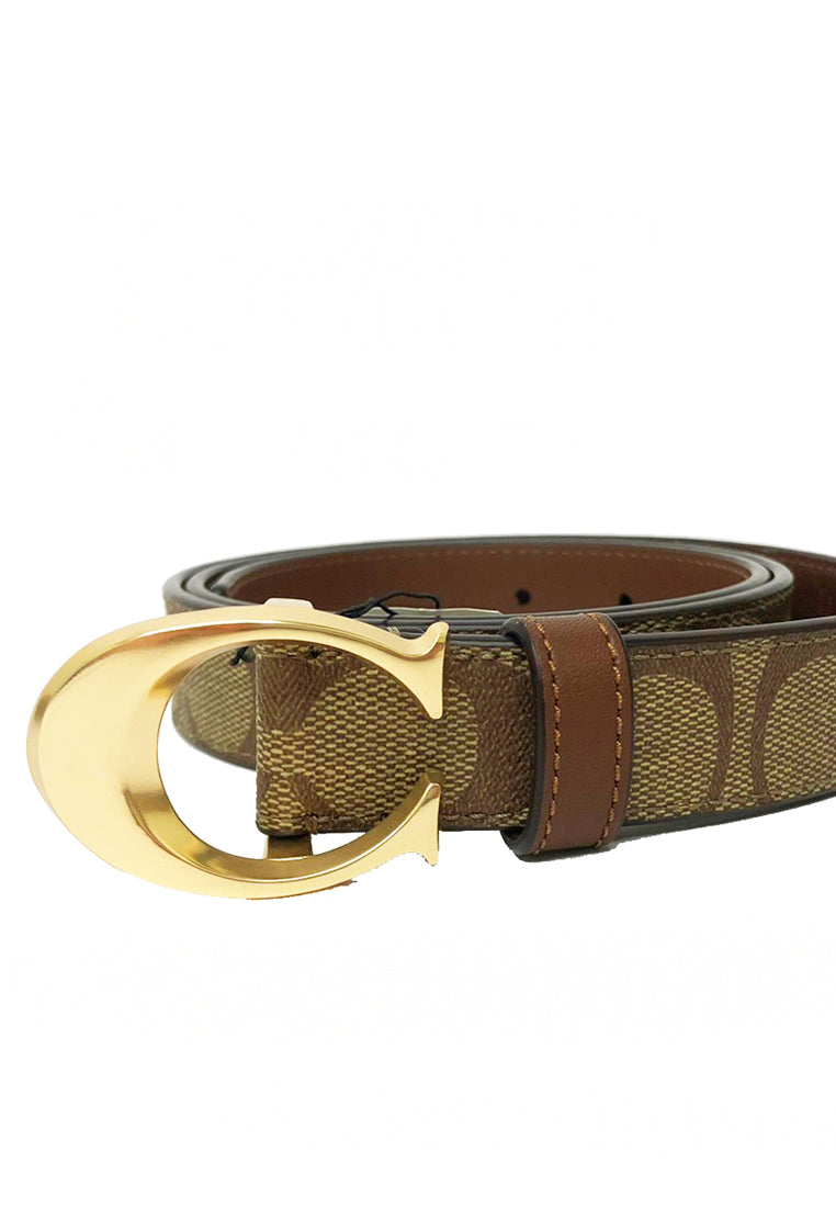 Coach Signature Buckle Belt - 25MM - Brown (Gold)