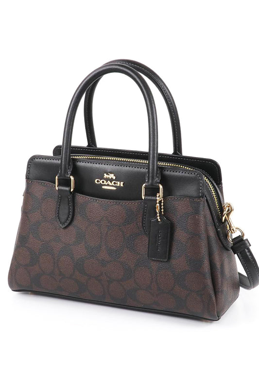 Coach Mini Darcie Carryall Bag In Signature Canvas - Dark Brown