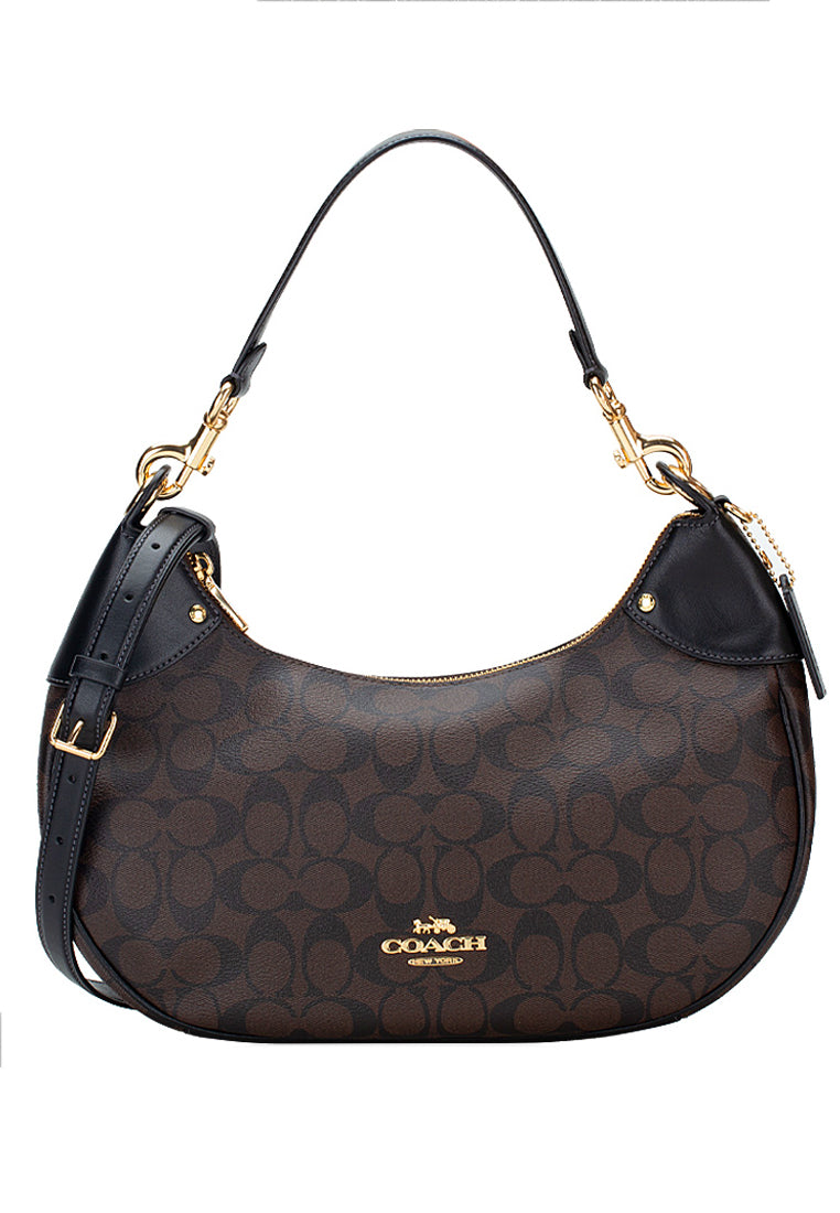 Coach Mara Hobo In Signature Canvas - Dark Brown