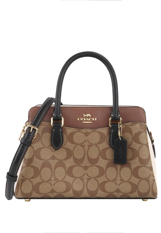 Coach Mini Darcie Carryall In Colorblock Signature Canvas - Brown