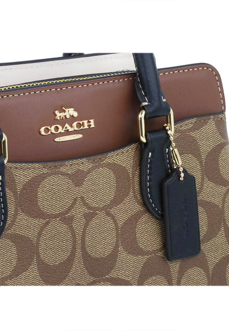 Coach Mini Darcie Carryall In Colorblock Signature Canvas - Brown