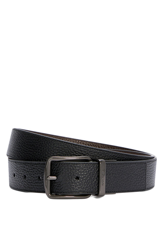 Coach Boxed Harness Buckle Cut To Size Reversible Belt 38MM - Black/Dark Brown