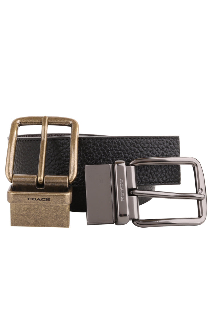 Coach Boxed Harness Buckle Cut To Size Reversible Belt 38MM - Black/Dark Brown