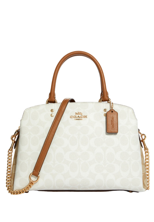 Coach Lillie Carryall In Blocked Signature Canvas - White/Brown/Multi