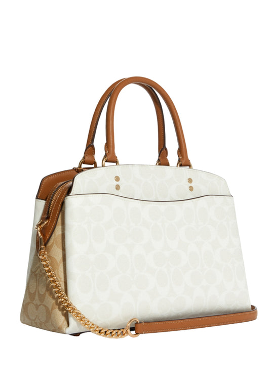 Coach Lillie Carryall In Blocked Signature Canvas - White/Brown/Multi