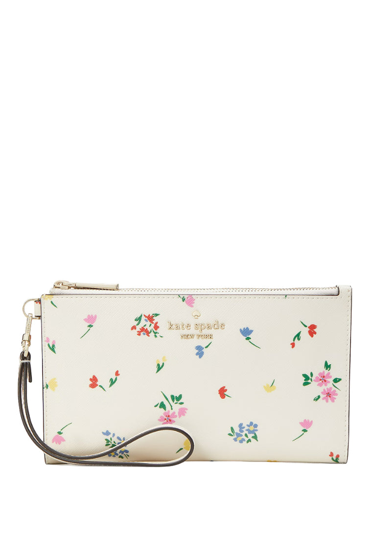 Kate Spade Staci Garden Bouquet Boxed Double Zip Wristlet - Cream