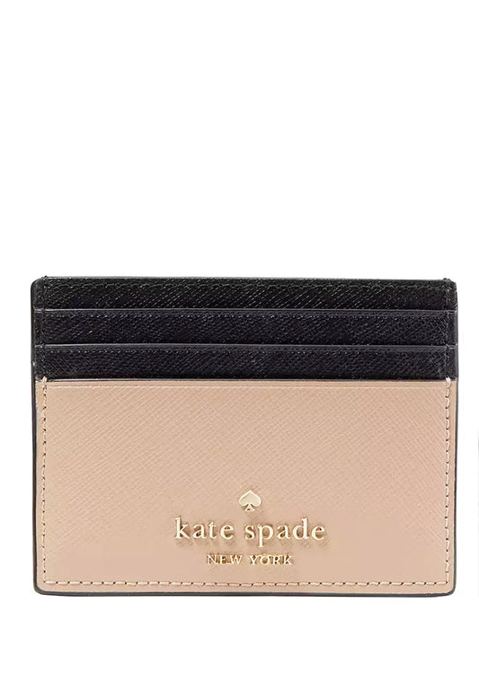 Kate Spade Madison Small Slim Card Holder - Warm Beige/Black