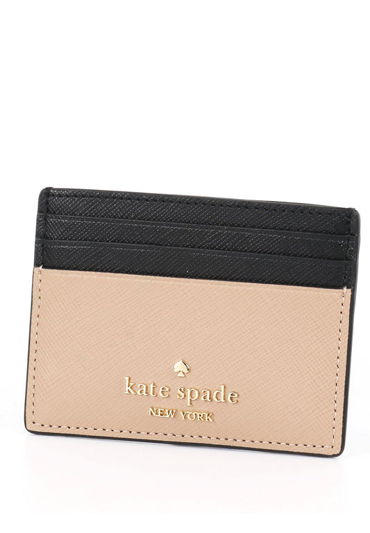 Kate Spade Madison Small Slim Card Holder - Warm Beige/Black