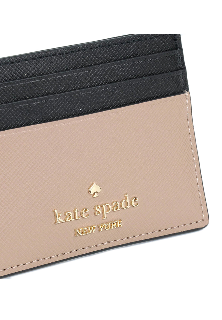 Kate Spade Madison Small Slim Card Holder - Warm Beige/Black