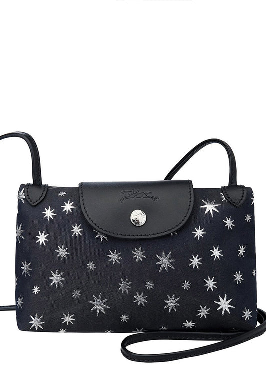 Longchamp Le Pliage Mini Etoiles Crossbody Bag - Black