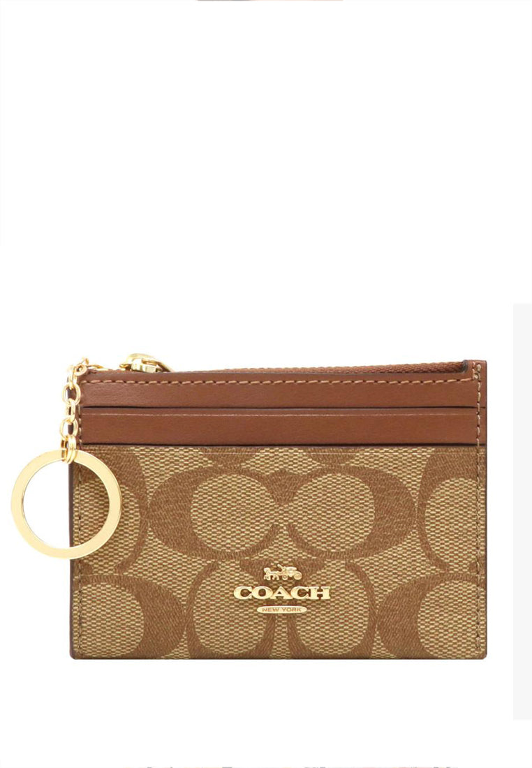 Coach Mini Skinny ID Case In Signature Canvas - Brown