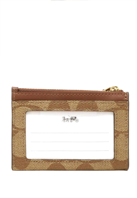 Coach Mini Skinny ID Case In Signature Canvas - Brown