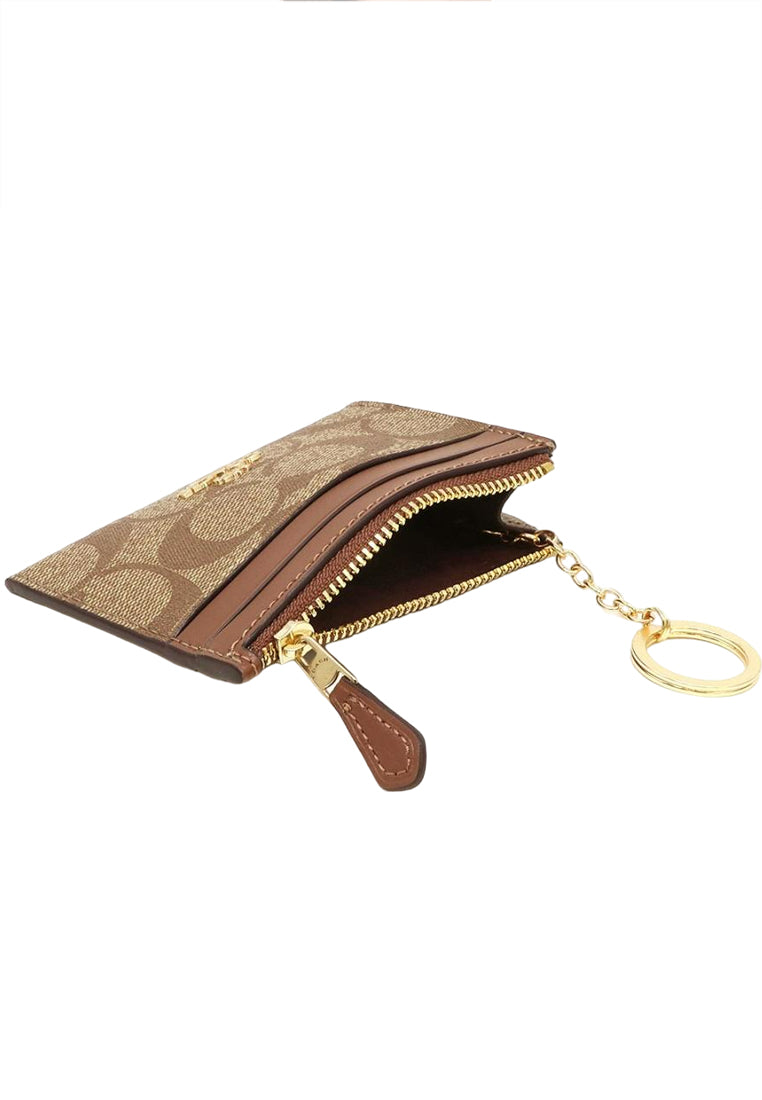 Coach Mini Skinny ID Case In Signature Canvas - Brown