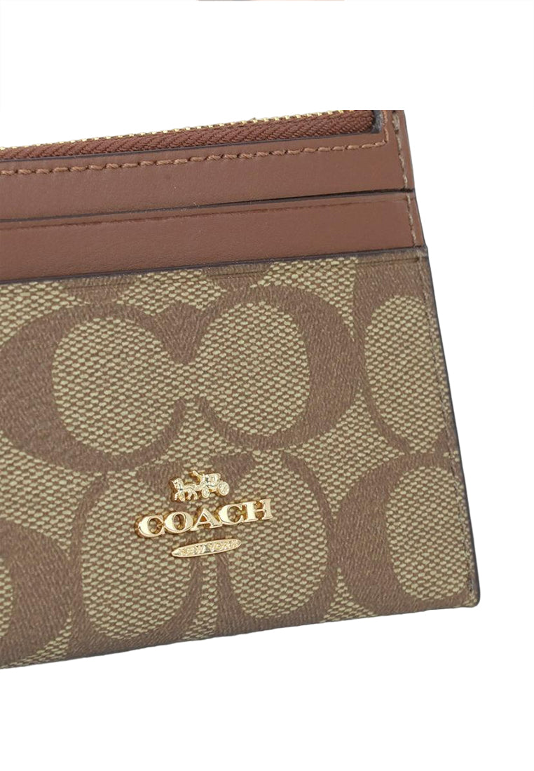 Coach Mini Skinny ID Case In Signature Canvas - Brown