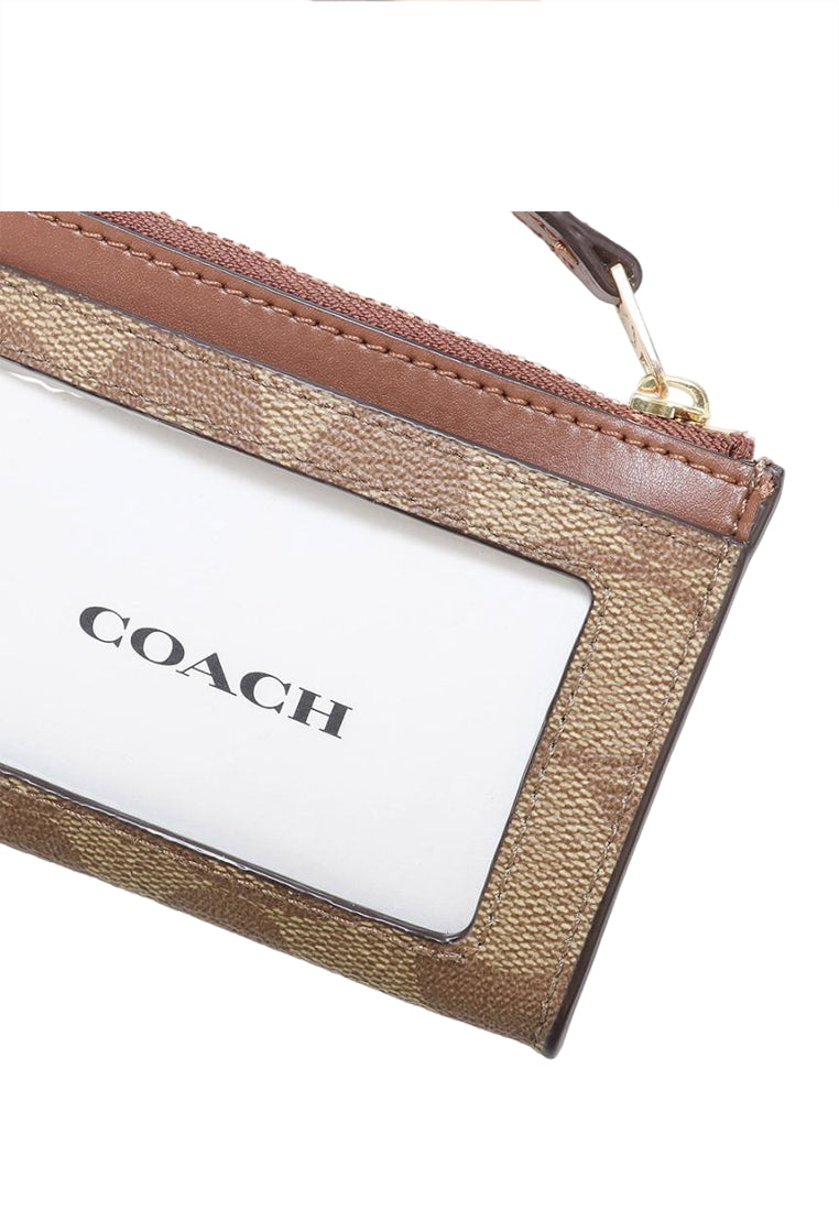 Coach Mini Skinny ID Case In Signature Canvas - Brown