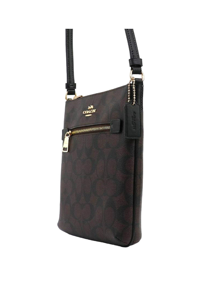 Coach Mini Rowan File Bag In Signature - Dark Brown