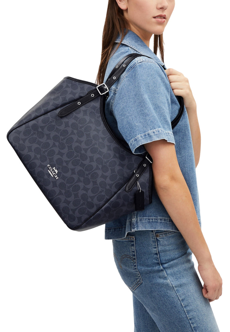 Coach Meadow Shoulder Bag In Signature Canvas - Navy