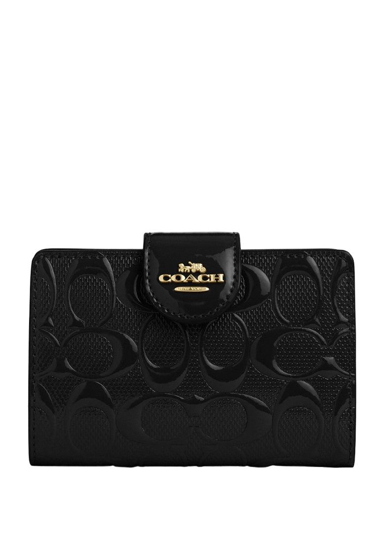 Coach Medium Corner Zip Wallet In Signature Leather - Black