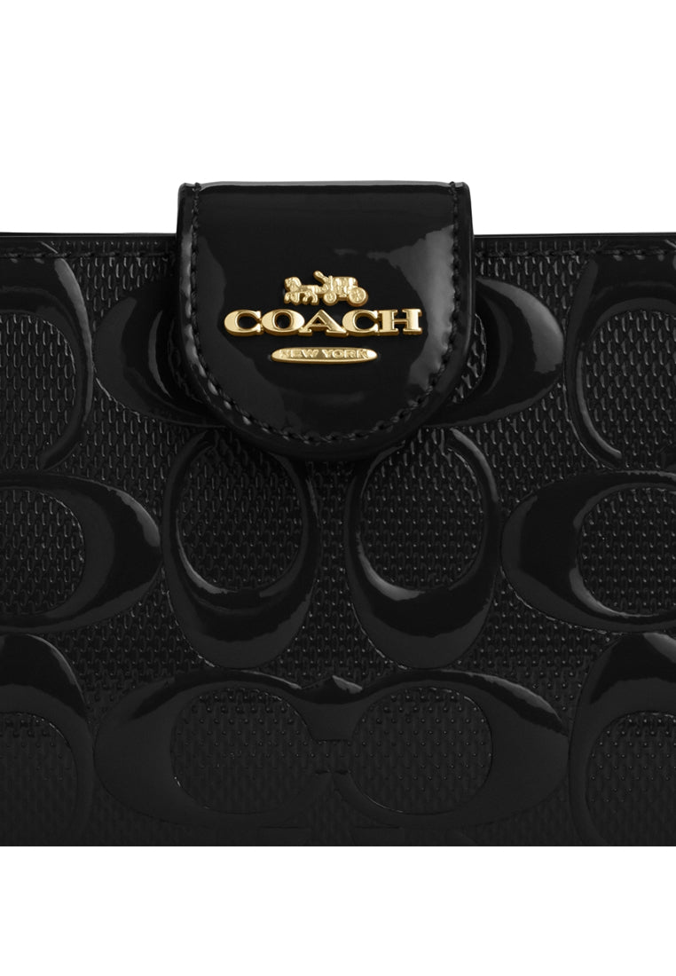 Coach Medium Corner Zip Wallet In Signature Leather - Black