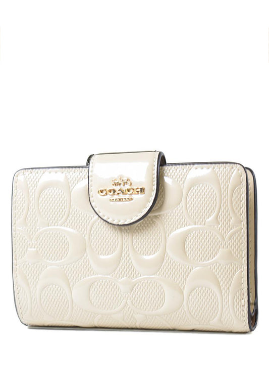 Coach Medium Corner Zip Wallet In Signature Leather - White