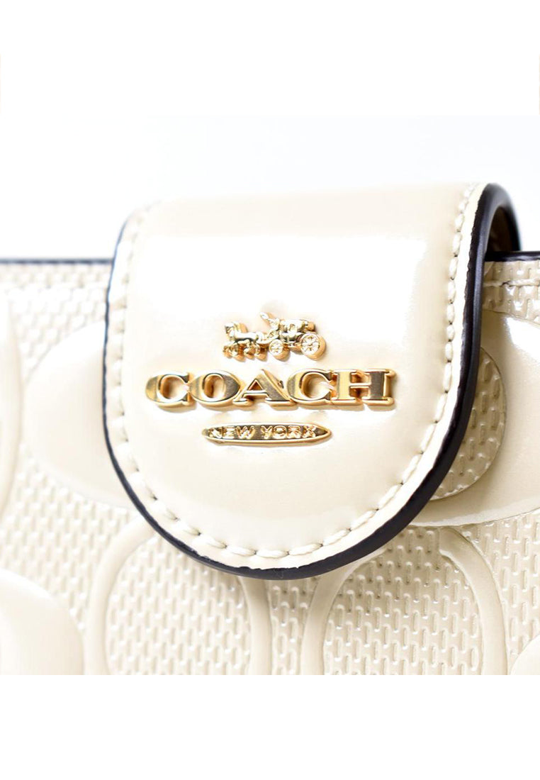 Coach Medium Corner Zip Wallet In Signature Leather - White