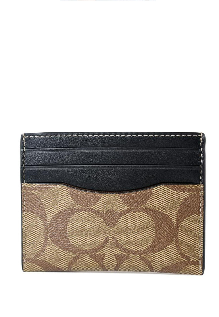 Coach Slim ID Card Case In Signature Canvas - Tan Brown