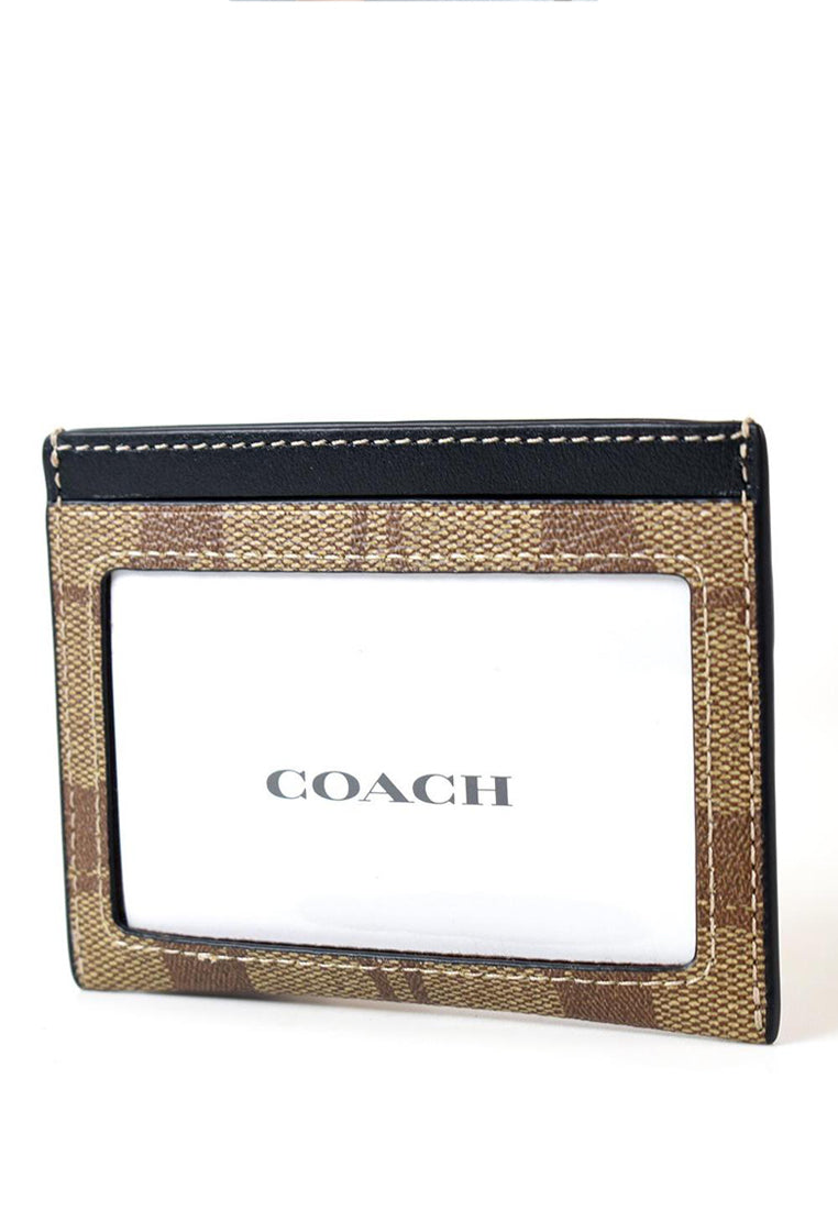 Coach Slim ID Card Case In Signature Canvas - Tan Brown