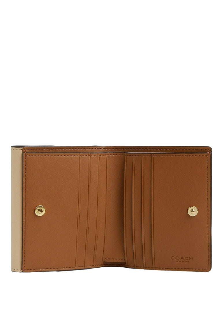 Coach Small Morgan Wallet In Blocked Signature Canvas - Light Brown