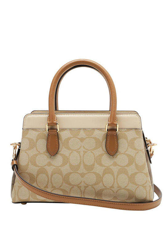 Coach Mini Darcie Carryall Bag In Blocked Signature Canvas - Light Brown