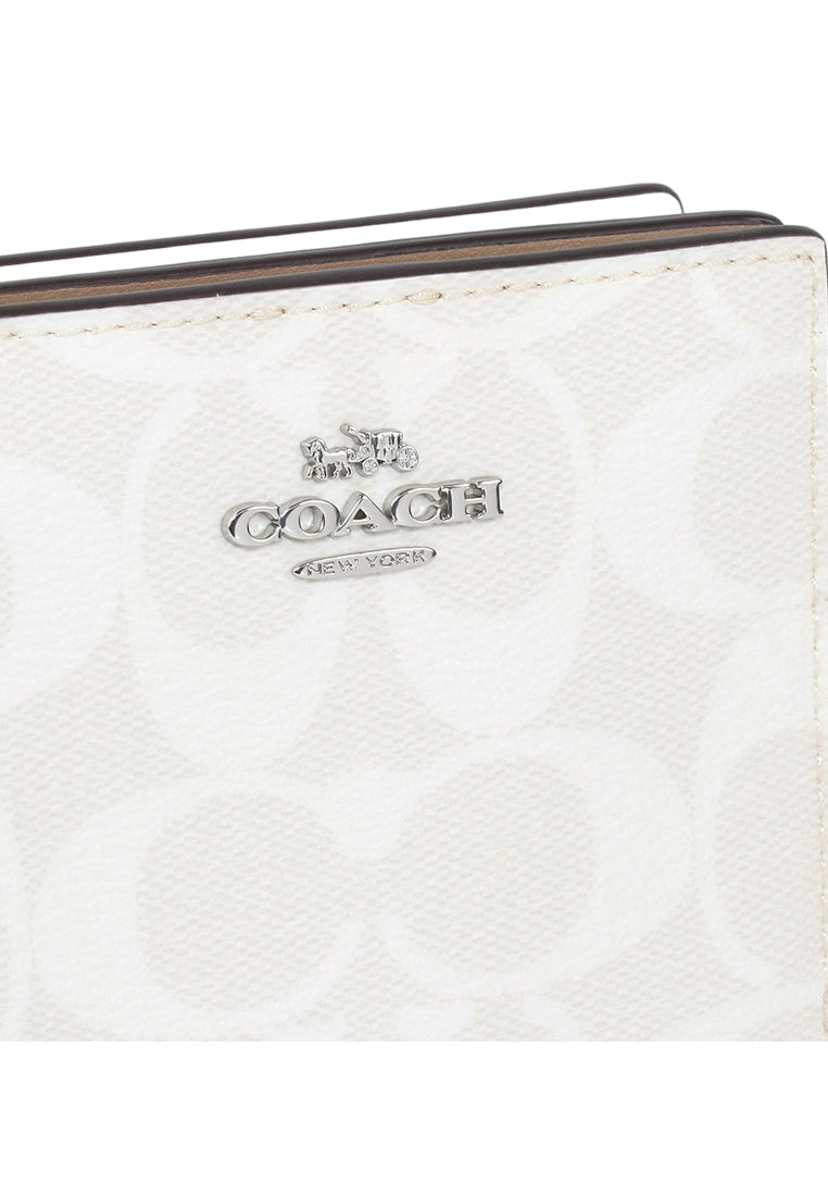 Coach Snap Wallet In Signature Canvas - Glacier White