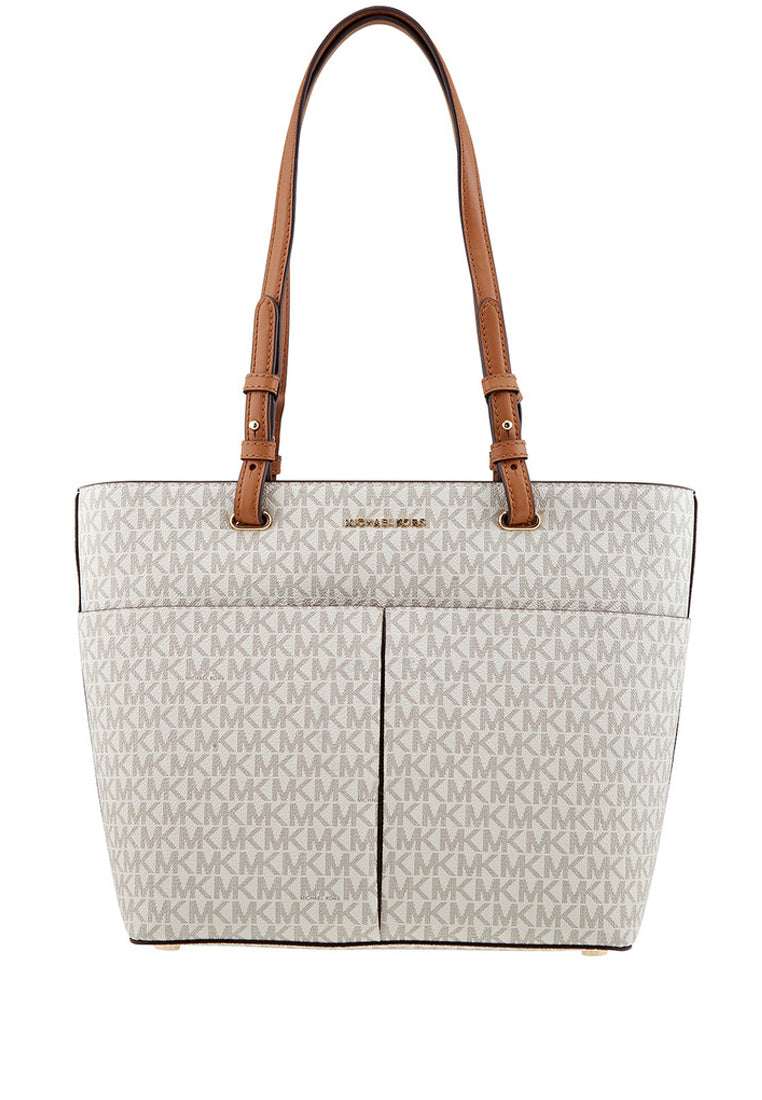 Michael Kors Bedford Medium Logo Tote Bag - Vanilla/Brown