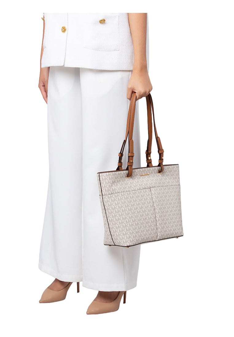 Michael Kors Bedford Medium Logo Tote Bag - Vanilla/Brown