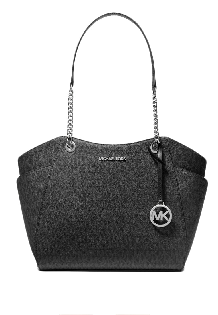 Michael Kors Jet Set Travel Large Chain Shoulder Bag In Signature - Black