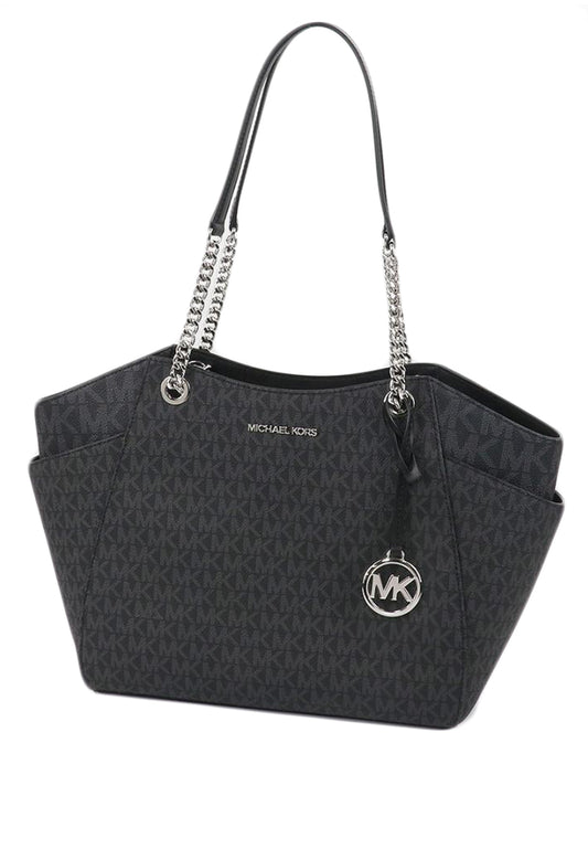 Michael Kors Jet Set Travel Large Chain Shoulder Bag In Signature - Black