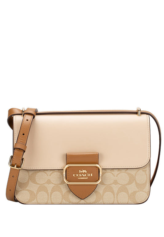 Coach Large Morgan Square Crossbody In Blocked Signature Canvas - Brown/Multi