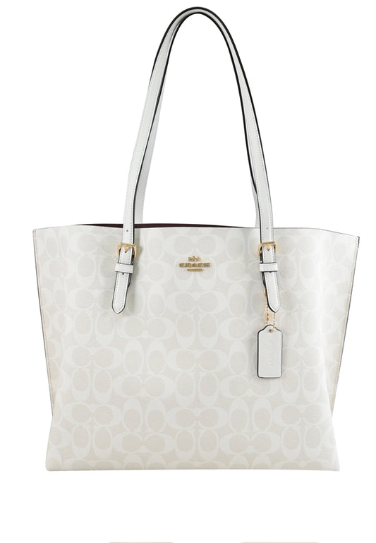 Coach Mollie Tote In Signature Canvas - Glacier White