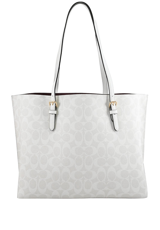 Coach Mollie Tote In Signature Canvas - Glacier White