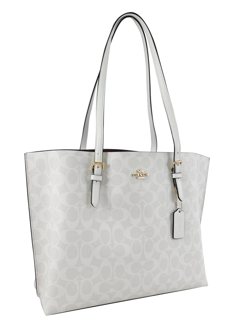 Coach Mollie Tote In Signature Canvas - Glacier White