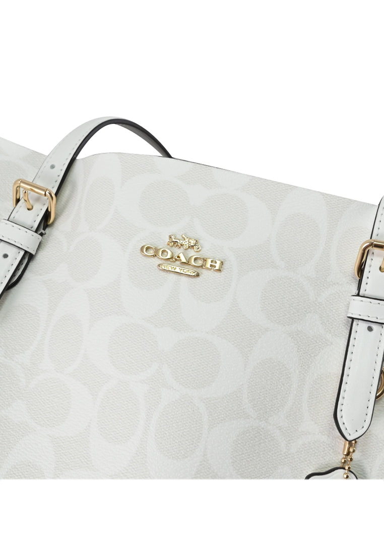 Coach Mollie Tote In Signature Canvas - Glacier White