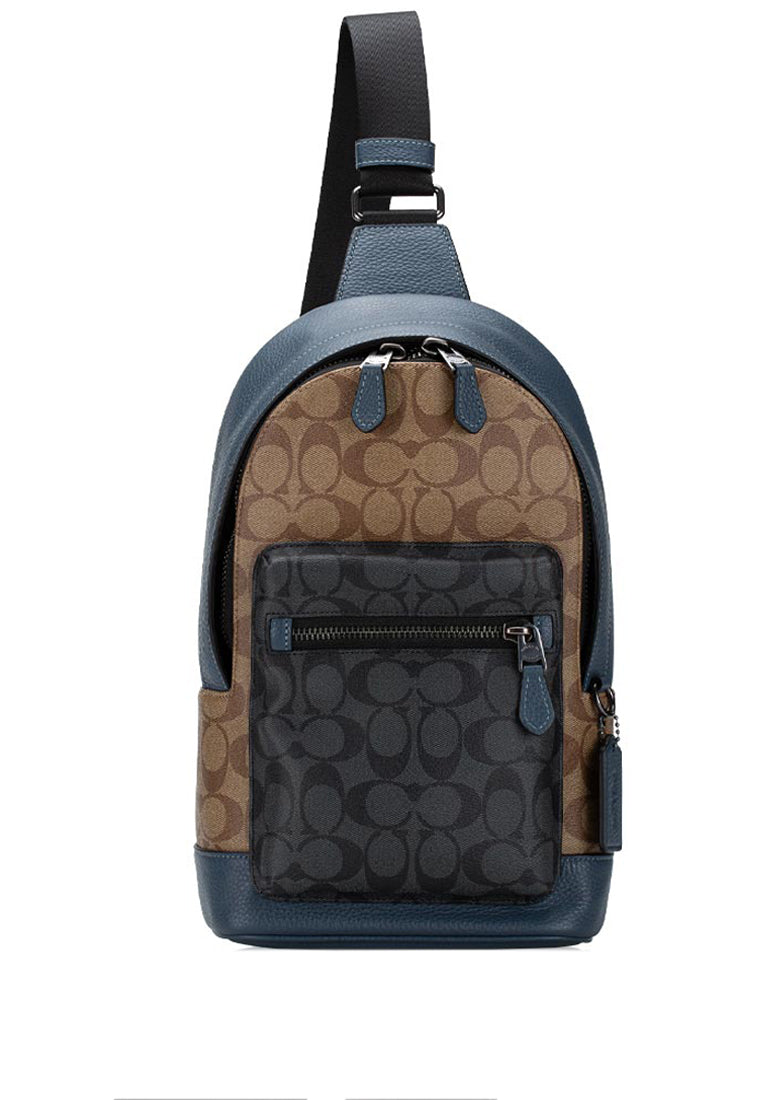 Coach Mens West Pack In Colorblock Signature Canvas - Brown/Multi