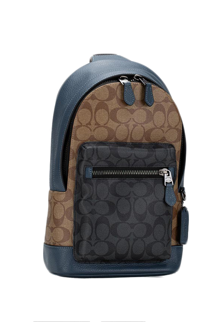 Coach Mens West Pack In Colorblock Signature Canvas - Brown/Multi