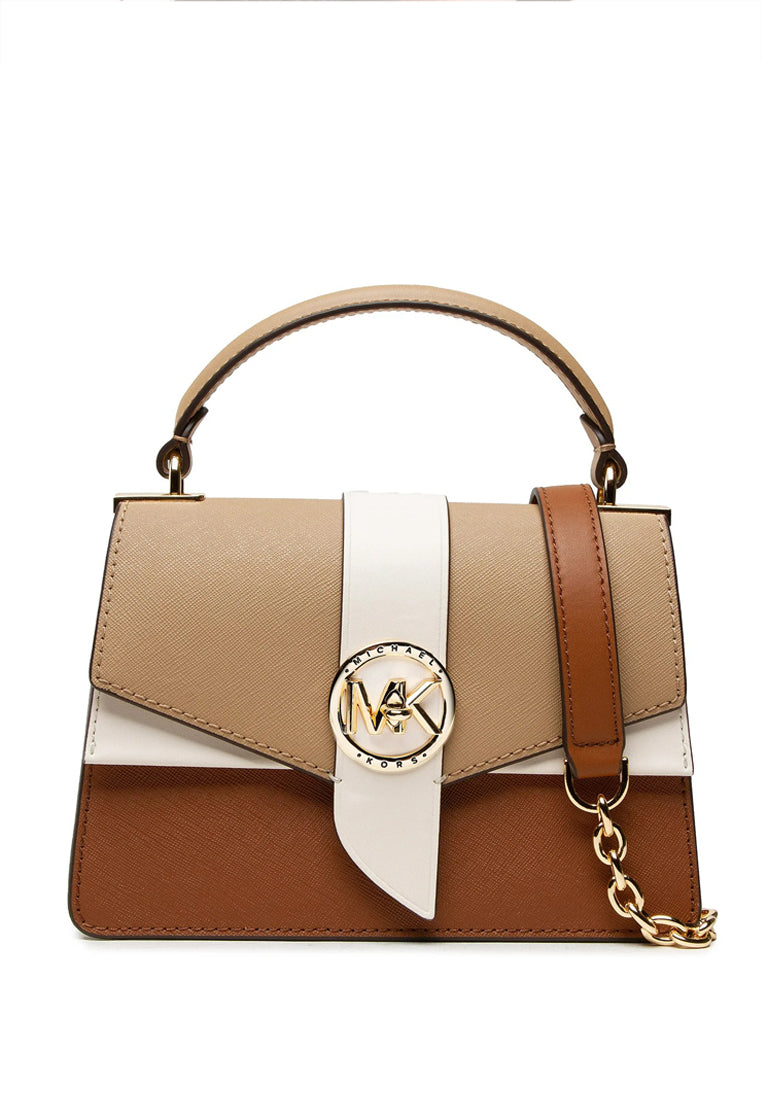 Michael Kors Greenwich Extra-Small Color-Block Saffiano Leather Satchel - Camel Multi