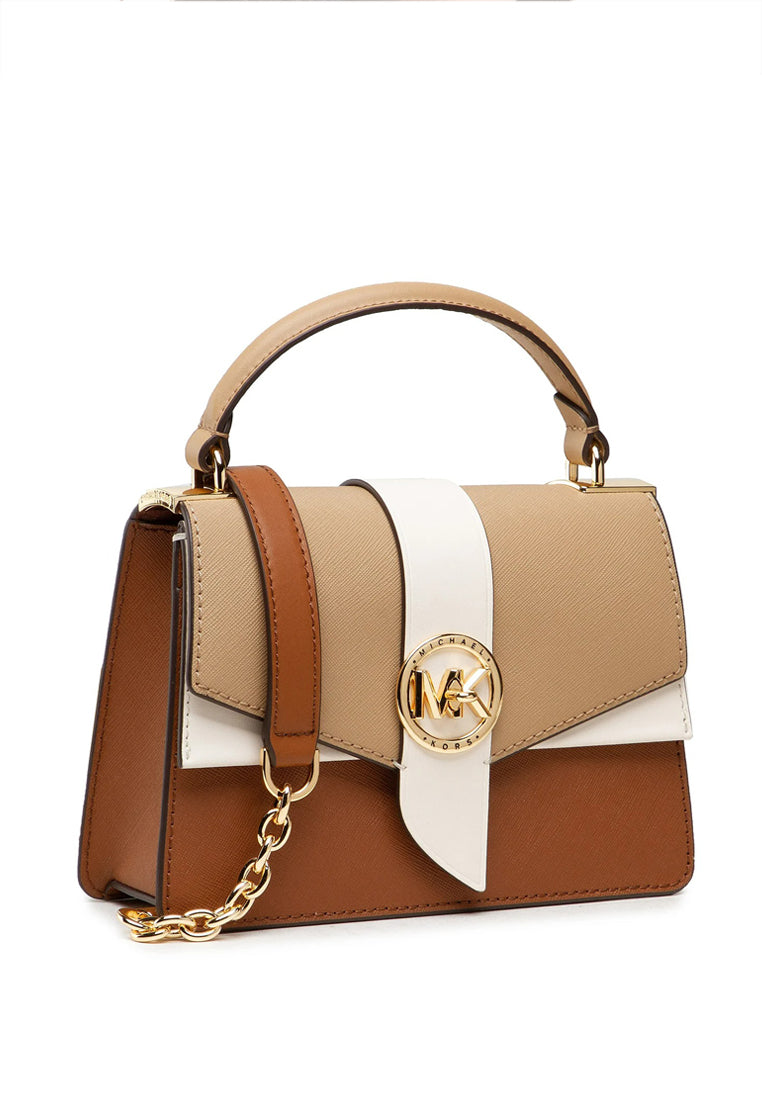 Michael Kors Greenwich Extra-Small Color-Block Saffiano Leather Satchel - Camel Multi